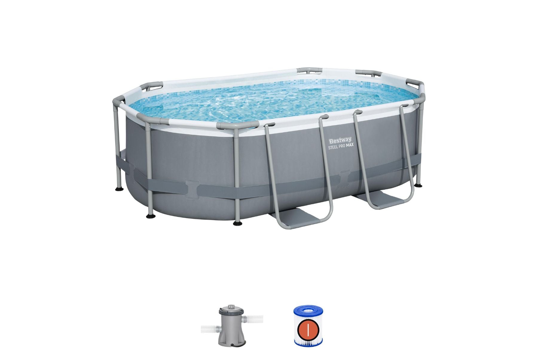 10ft x 33in Dark Grey Oval Steel Pro MAX Above Ground Pool Set