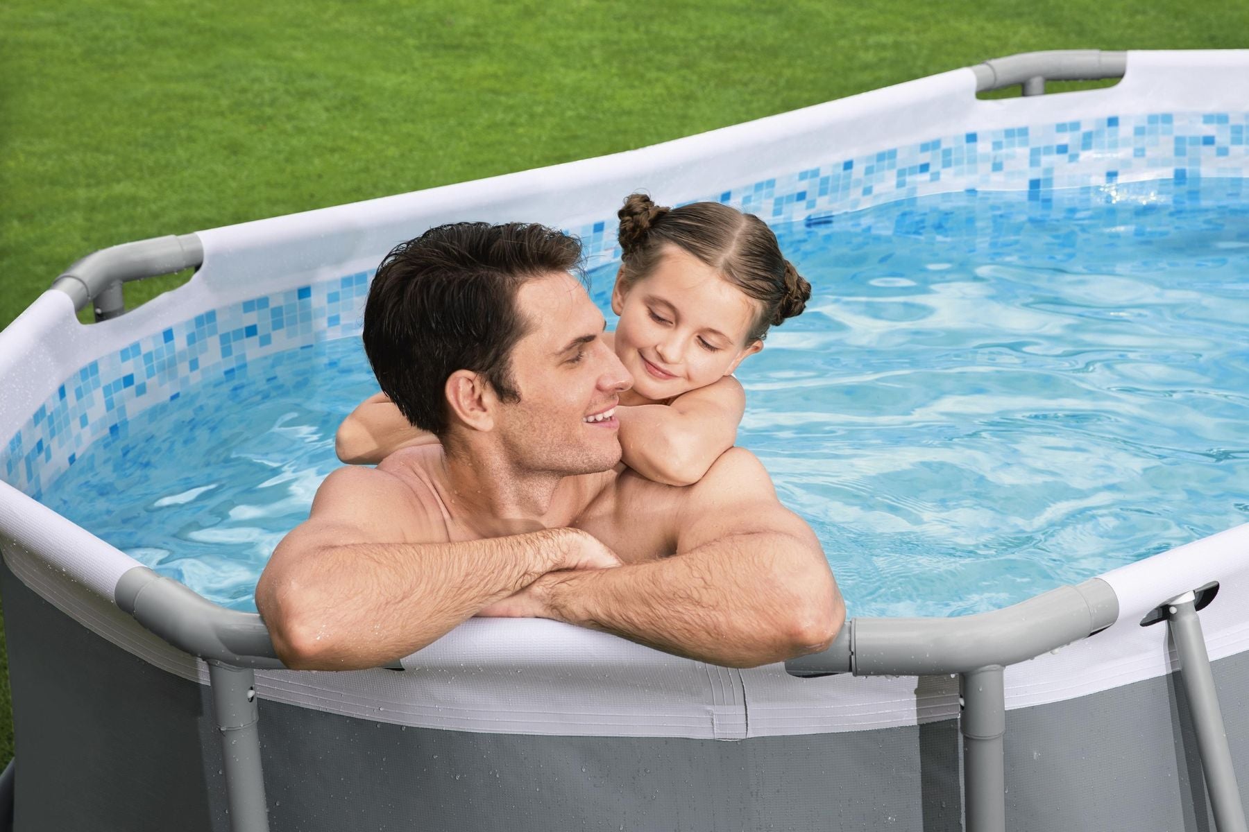 10ft x 33in Dark Grey Oval Power Steel Above Ground Pool Set - Outlet