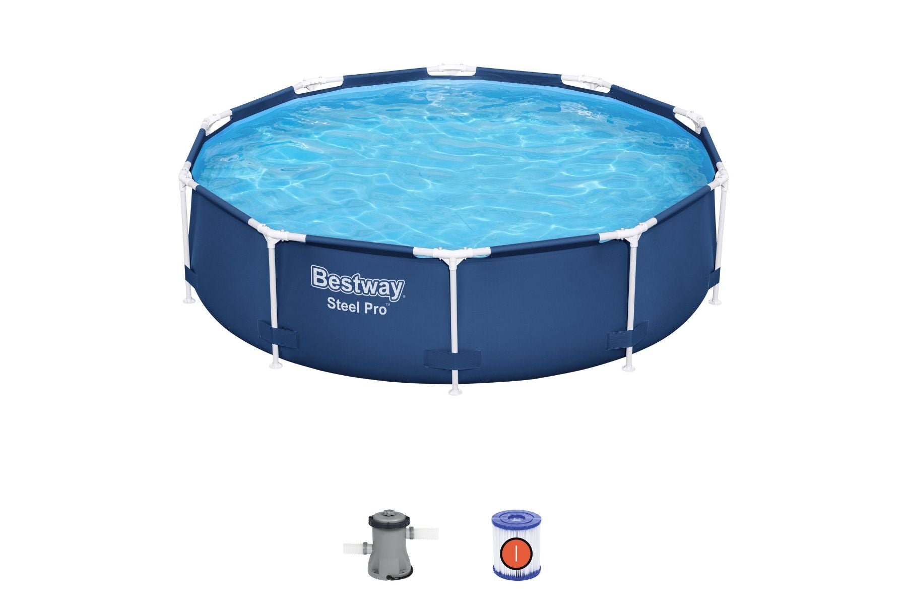 10ft x 30in Navy Round Steel Pro Above Ground Pool Set - Outlet