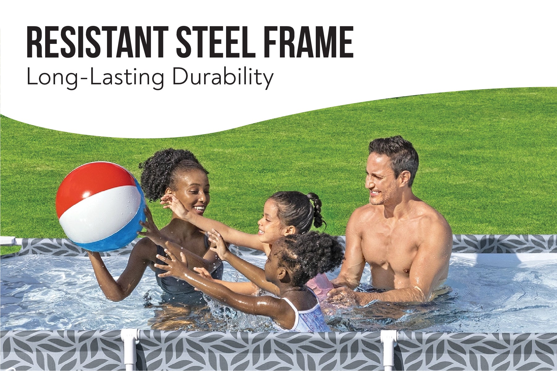 12ft x 6.6ft x 26in Leaf Print Rectangle Steel Pro Above Ground Pool Set