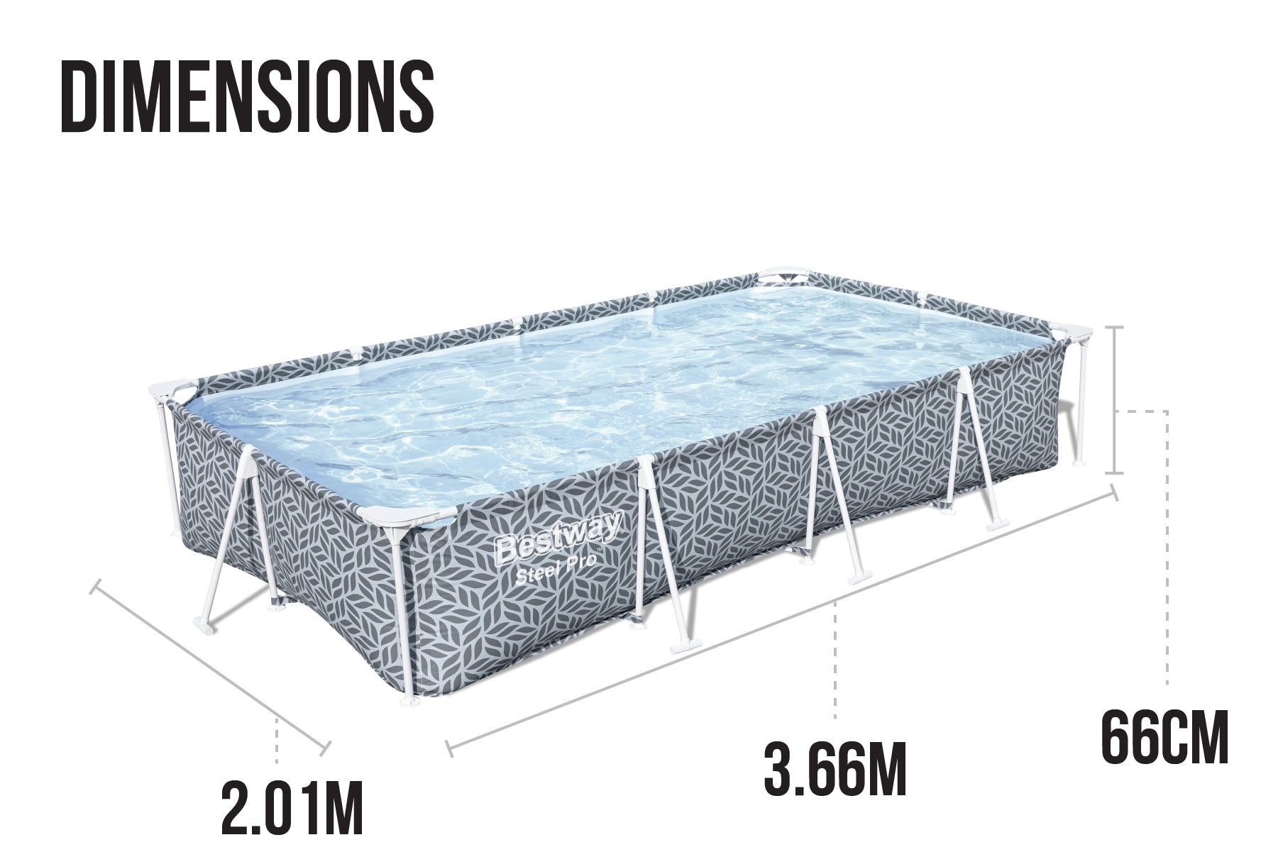 12ft x 6.6ft x 26in Leaf Print Rectangle Steel Pro Above Ground Pool Set