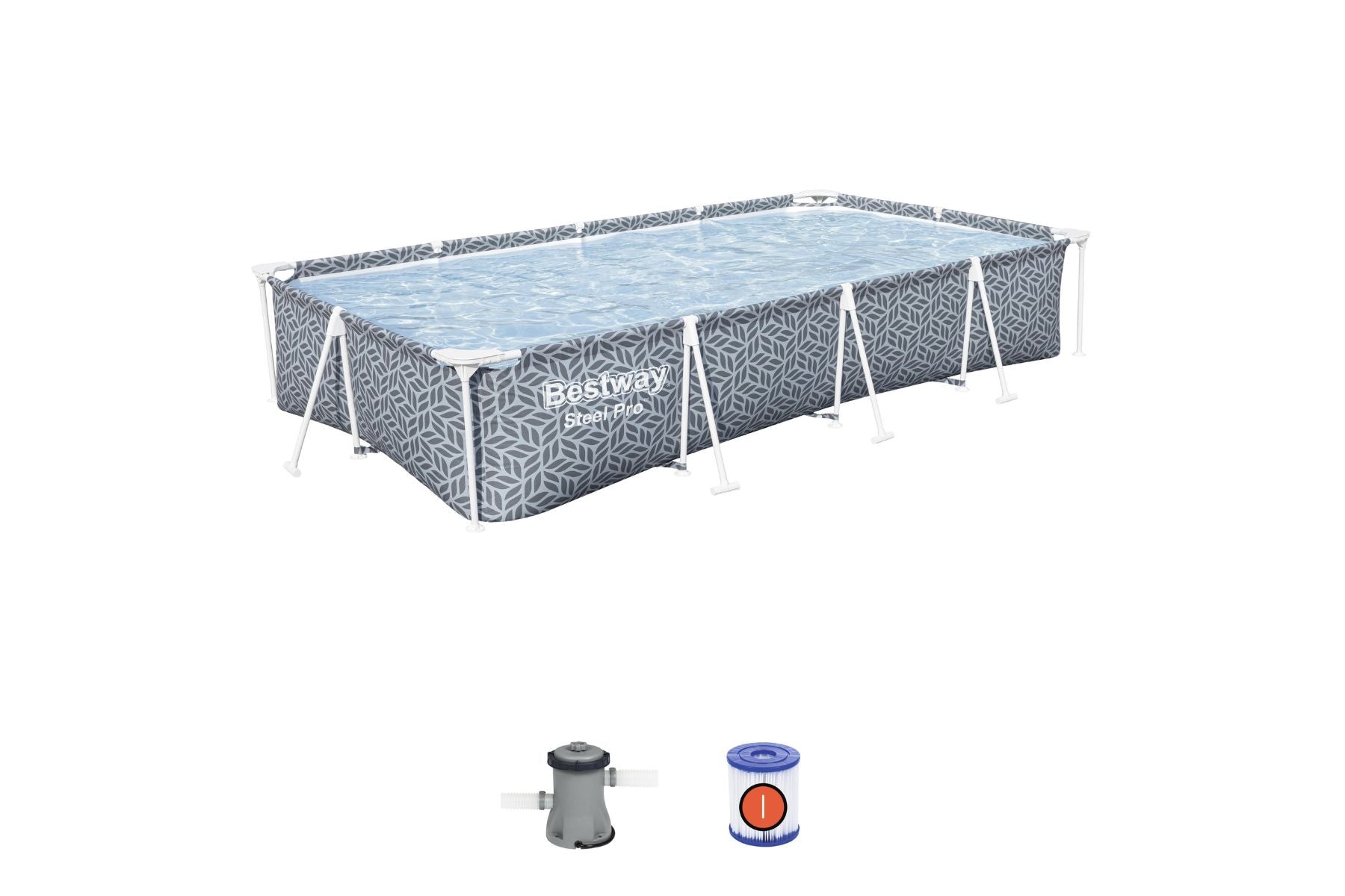 12ft x 6.6ft x 26in Leaf Print Rectangle Steel Pro Above Ground Pool Set
