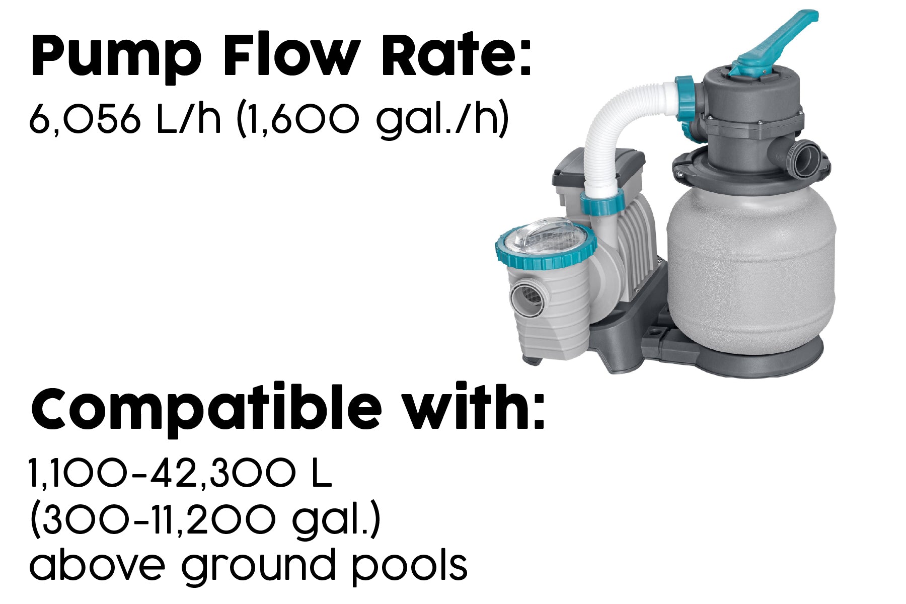 1500gal Pool Sand Filter for Above Ground Pools - Grey