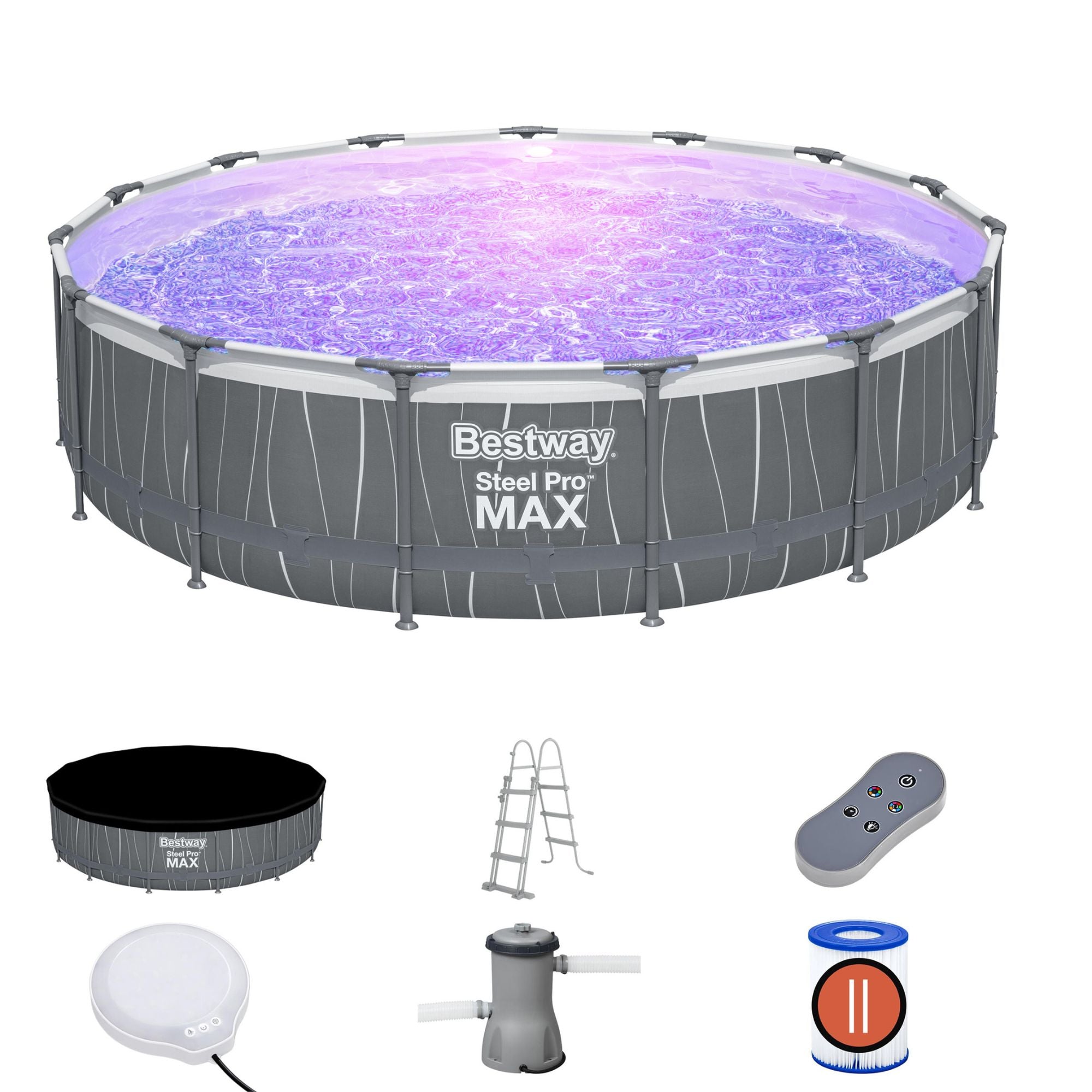 above ground pool with LED lights