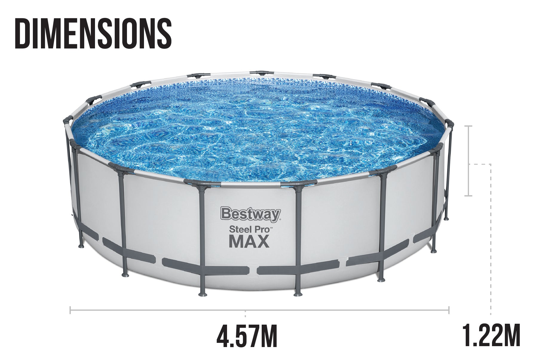 15ft x 48in Grey Round Steel Pro Max Above Ground Pool Set