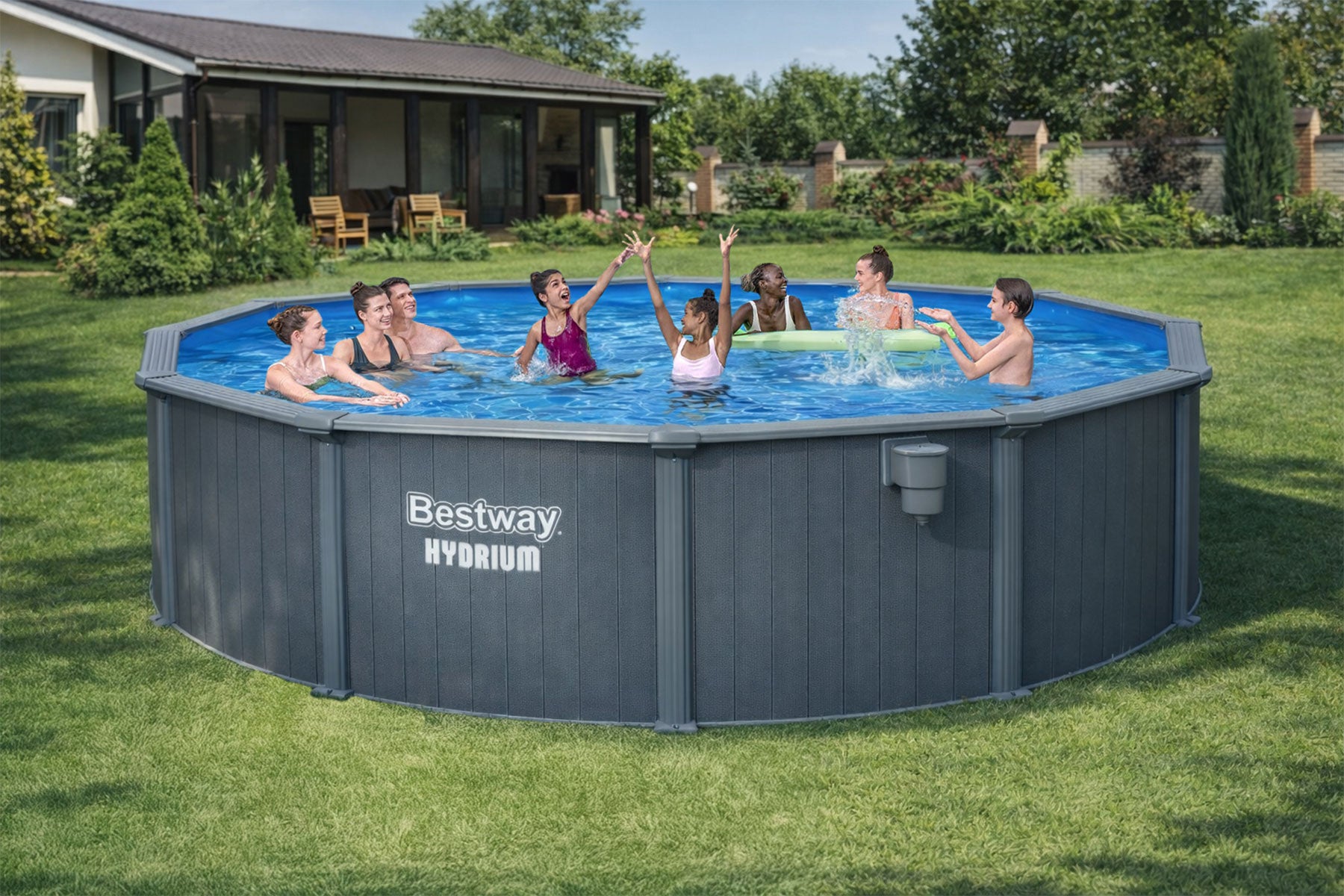 18ft x 52in Round Hydrium Steel Above Ground Pool Set