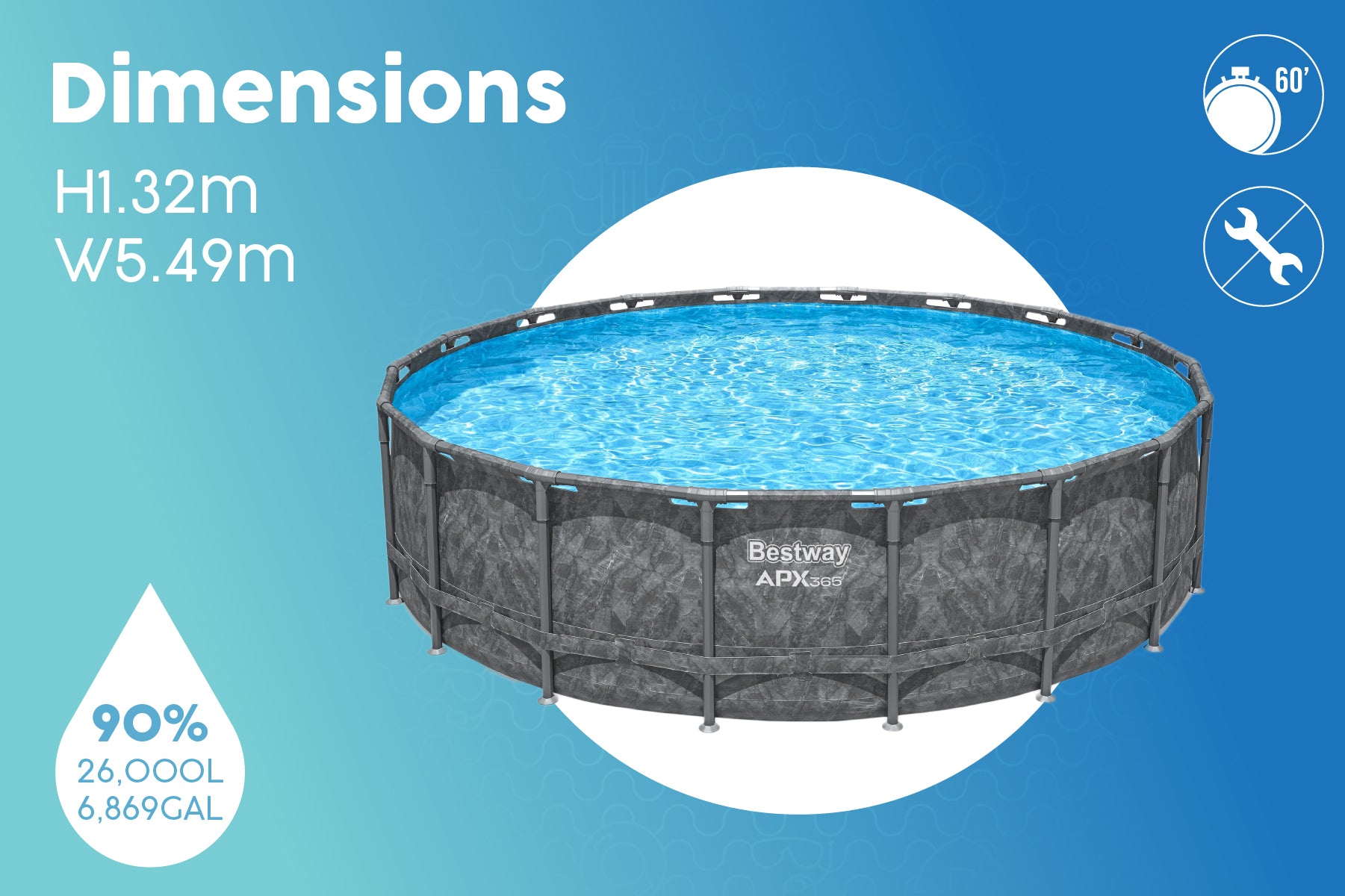 18ft steel framed pool - all season