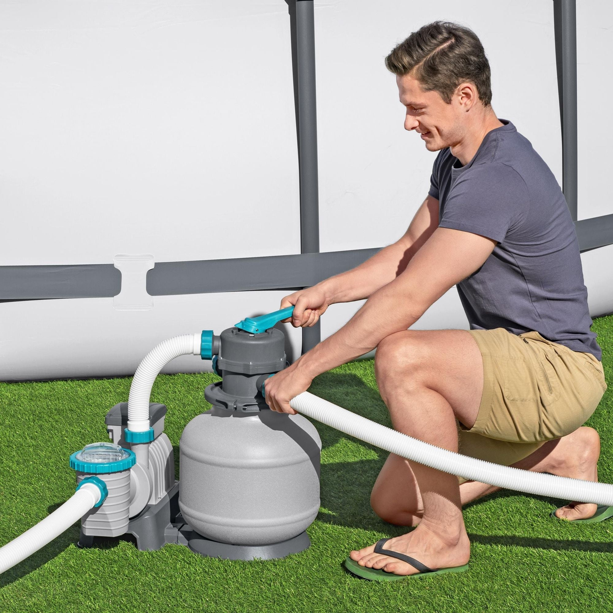 2200gal Pool Sand Filter for All Above Ground Pools - Grey