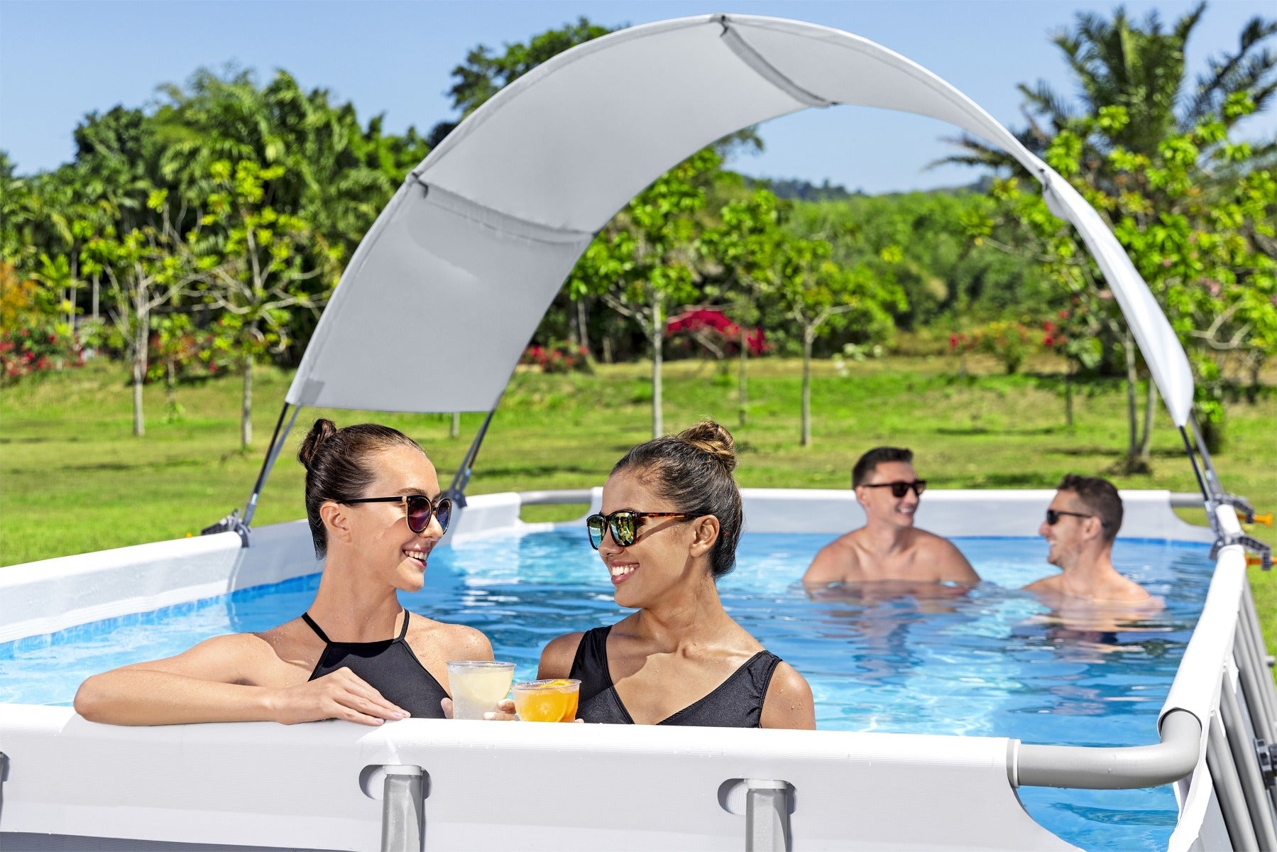 Pool Canopy for Above Ground Pool UPF 40+ Sun Protection