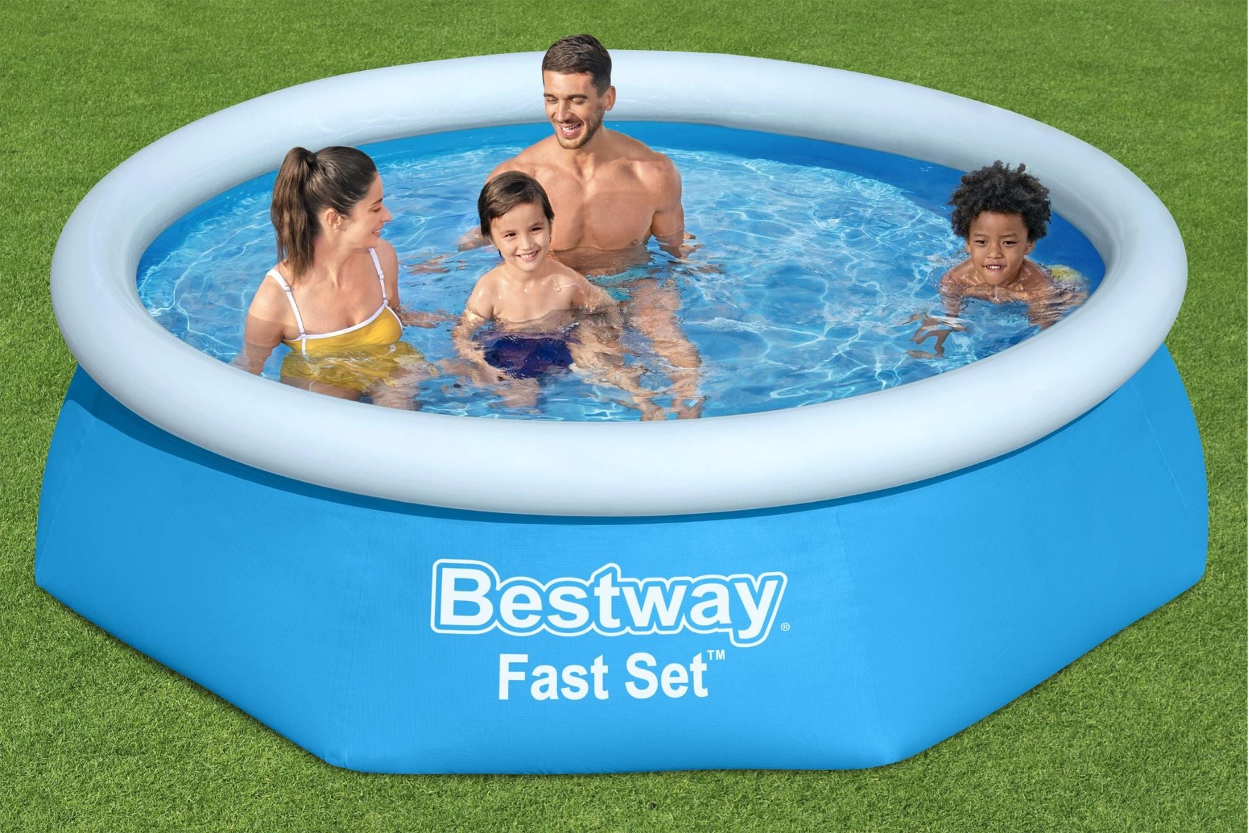 8ft x 24inch Blue Round Fast Set Inflatable Above Ground Pool