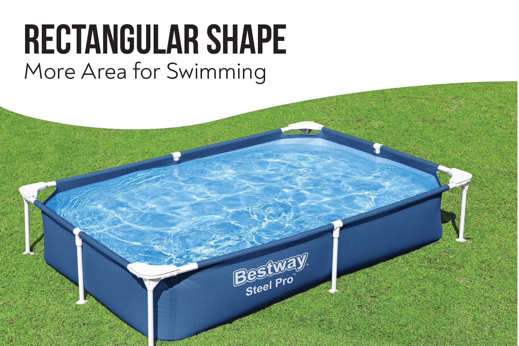 7.3ft x 59in x 17in Navy Blue Rectangle Steel Pro Above Ground Pool