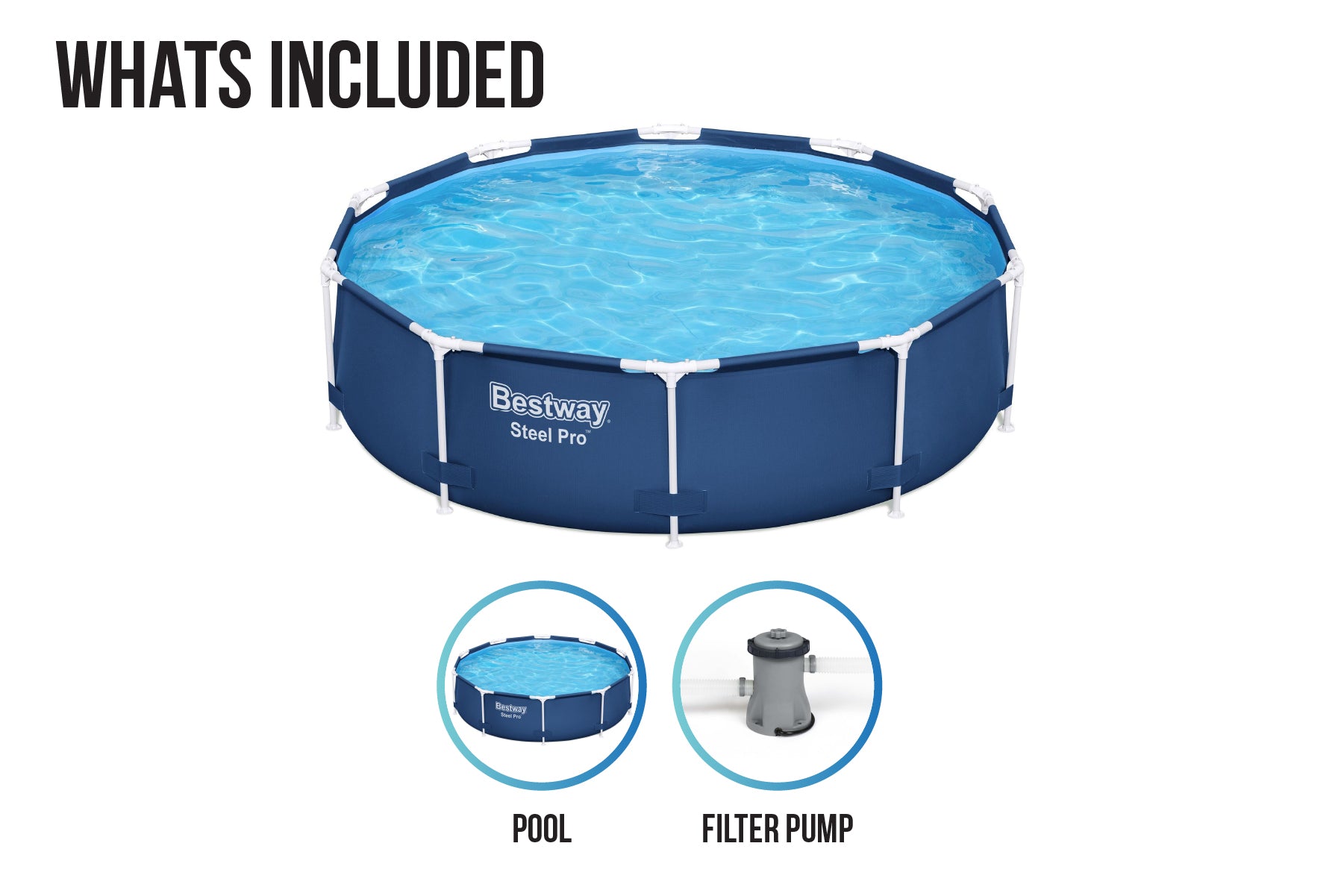 10ft x 30in Navy Round Steel Pro Above Ground Pool Set - Outlet
