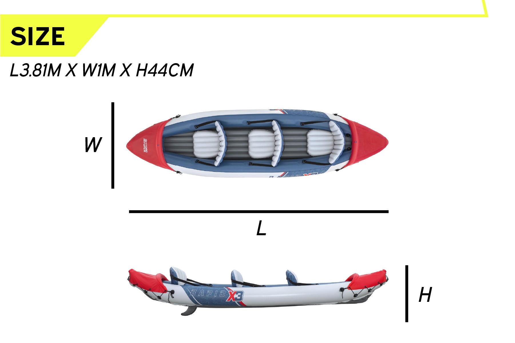 Hydro-Force 3 Person Inflatable Kayak Set - Rapid X3