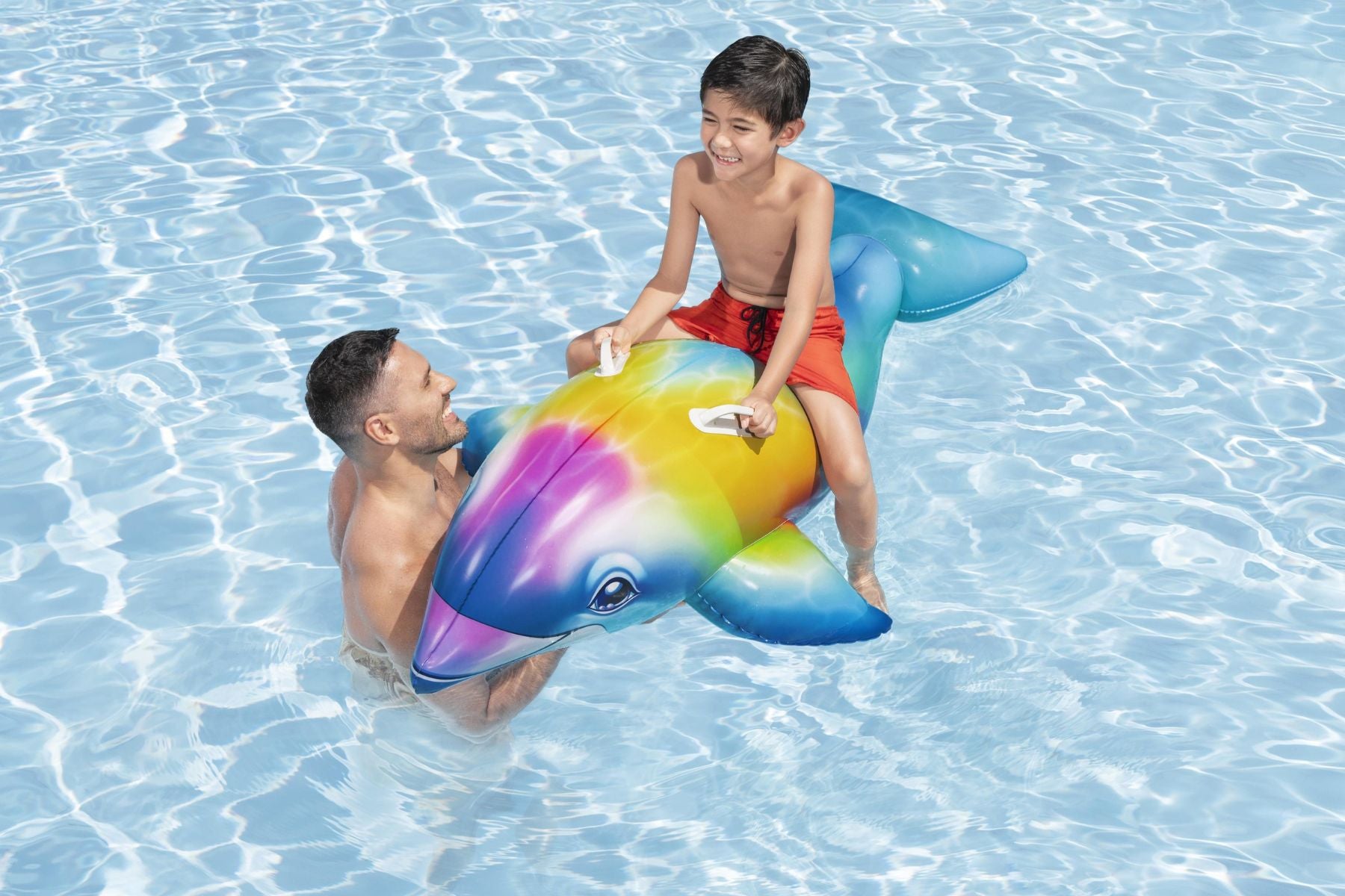 dolphin kids inflatable pool ride on