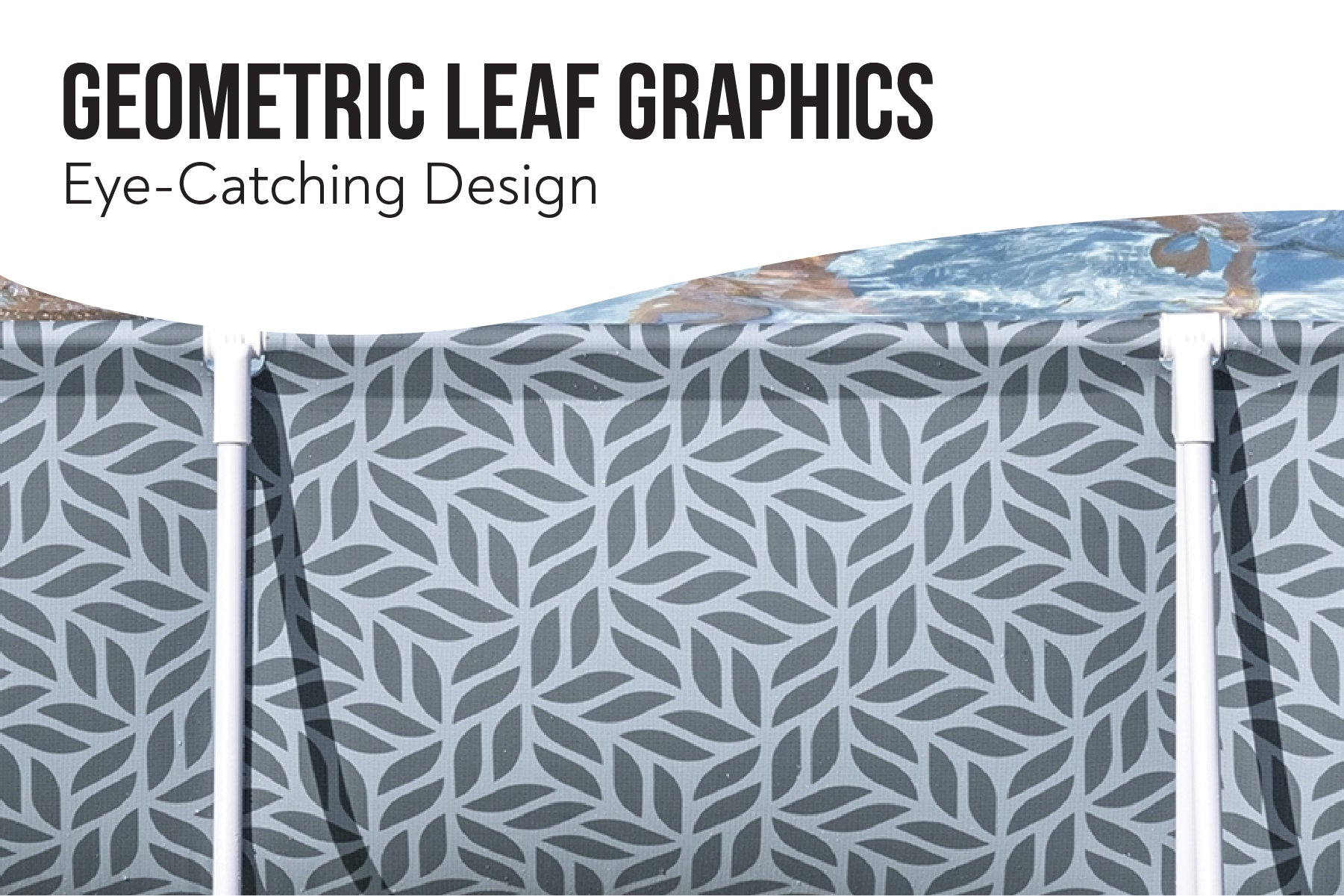 12ft x 6.6ft x 26in Leaf Print Rectangle Steel Pro Above Ground Pool Set