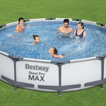 12ft x 30in Grey Round Steel Pro Max Above Ground Pool Set - Outlet