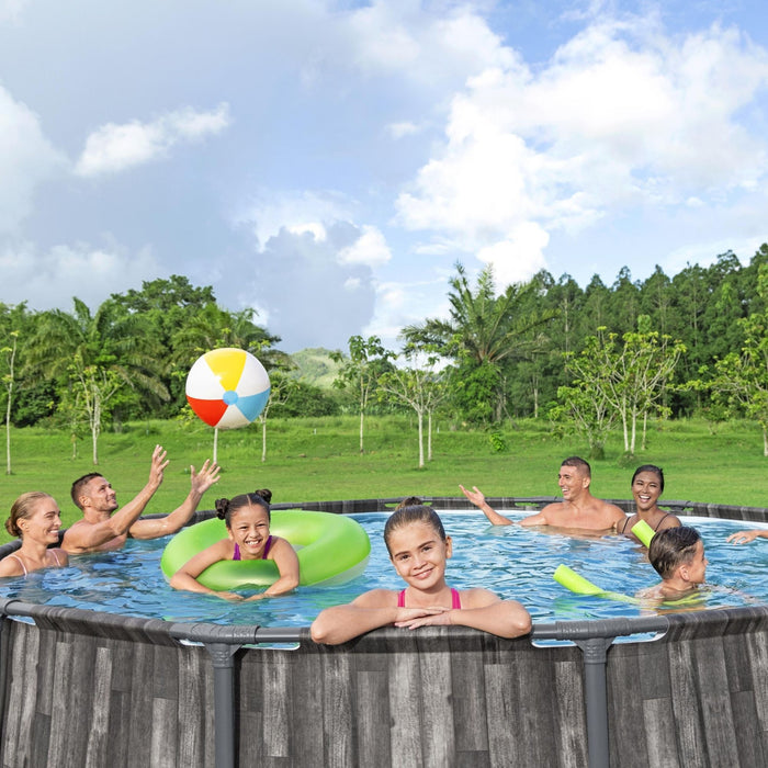 family above ground pool