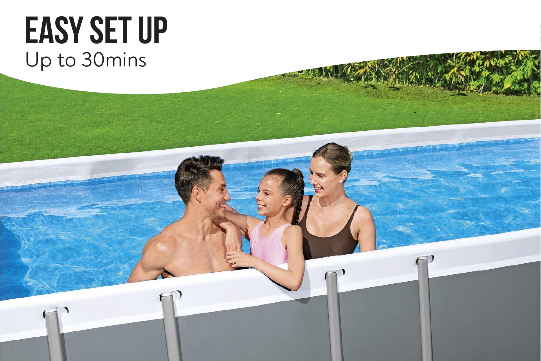 16ft x 8ft x 48in ark Grey Rectangular Steel Pro Max Above Ground Pool Set