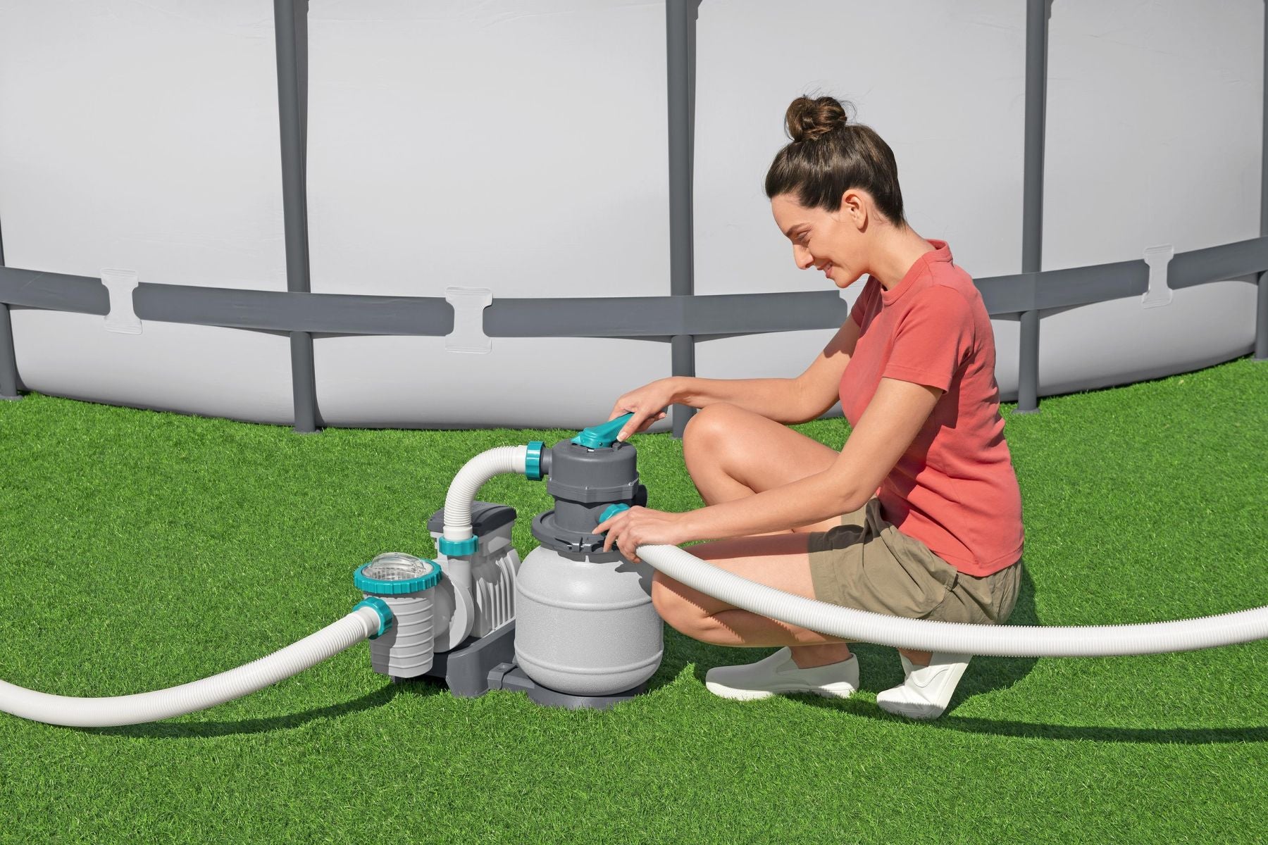 1500gal Pool Sand Filter for Above Ground Pools - Grey