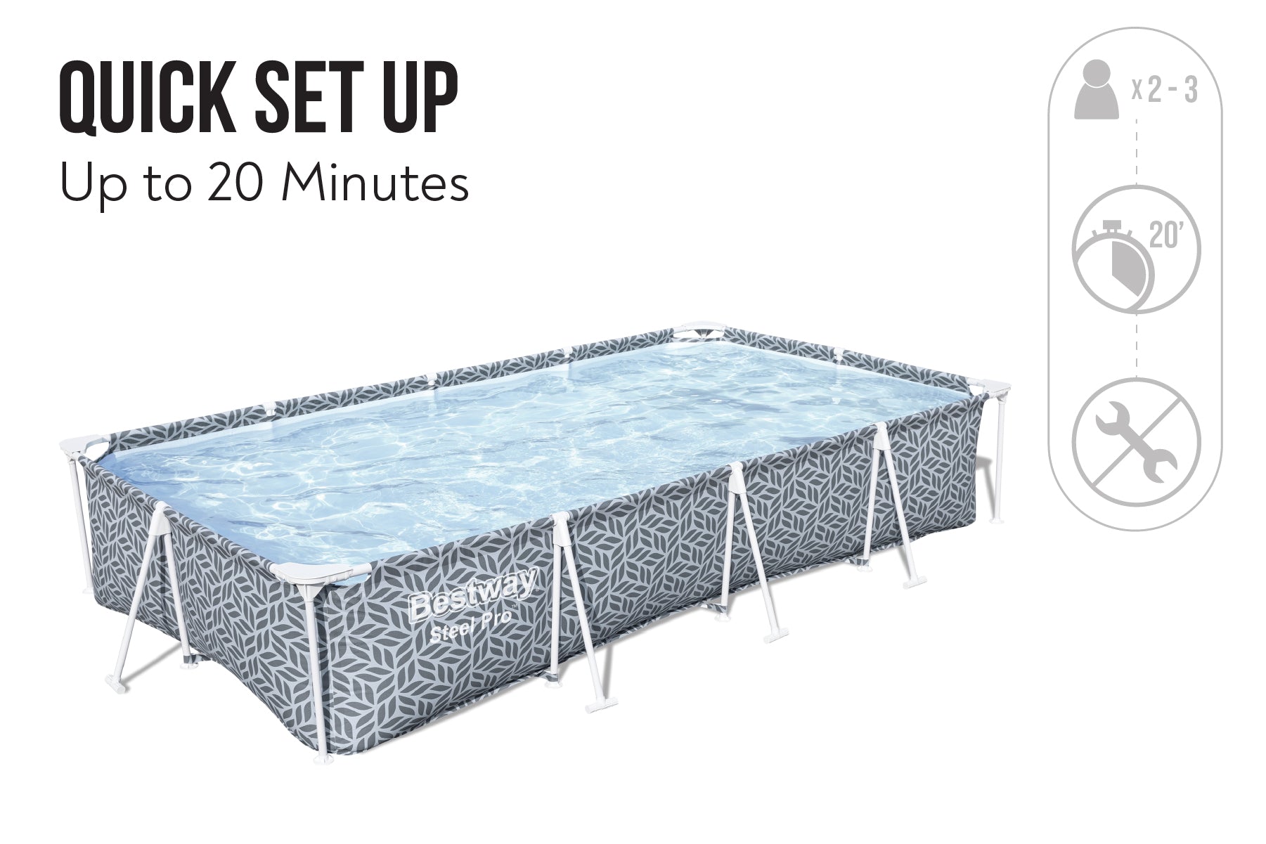 12ft x 6.6ft x 26in Leaf Print Rectangle Steel Pro Above Ground Pool Set