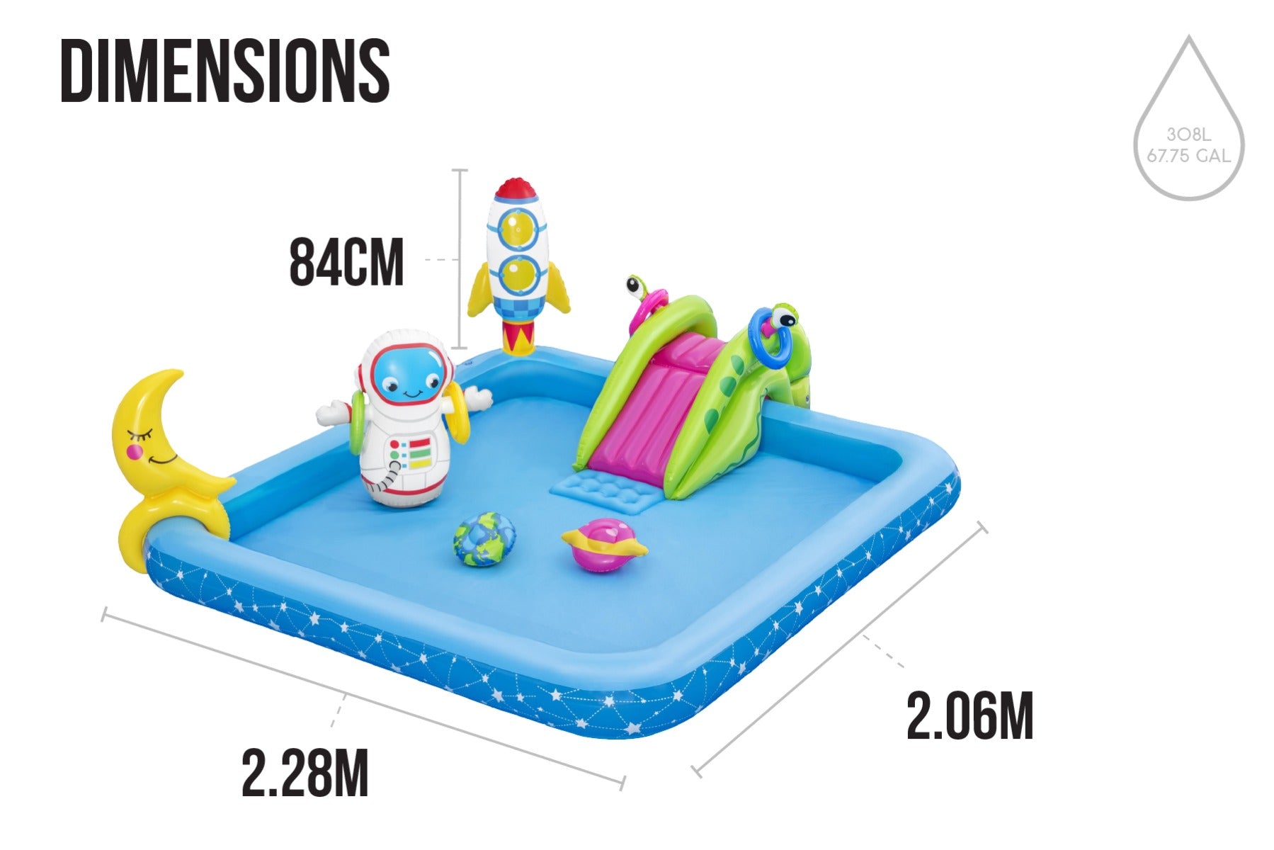 Little Astronaut Kids Inflatable Paddling Pool Play Center