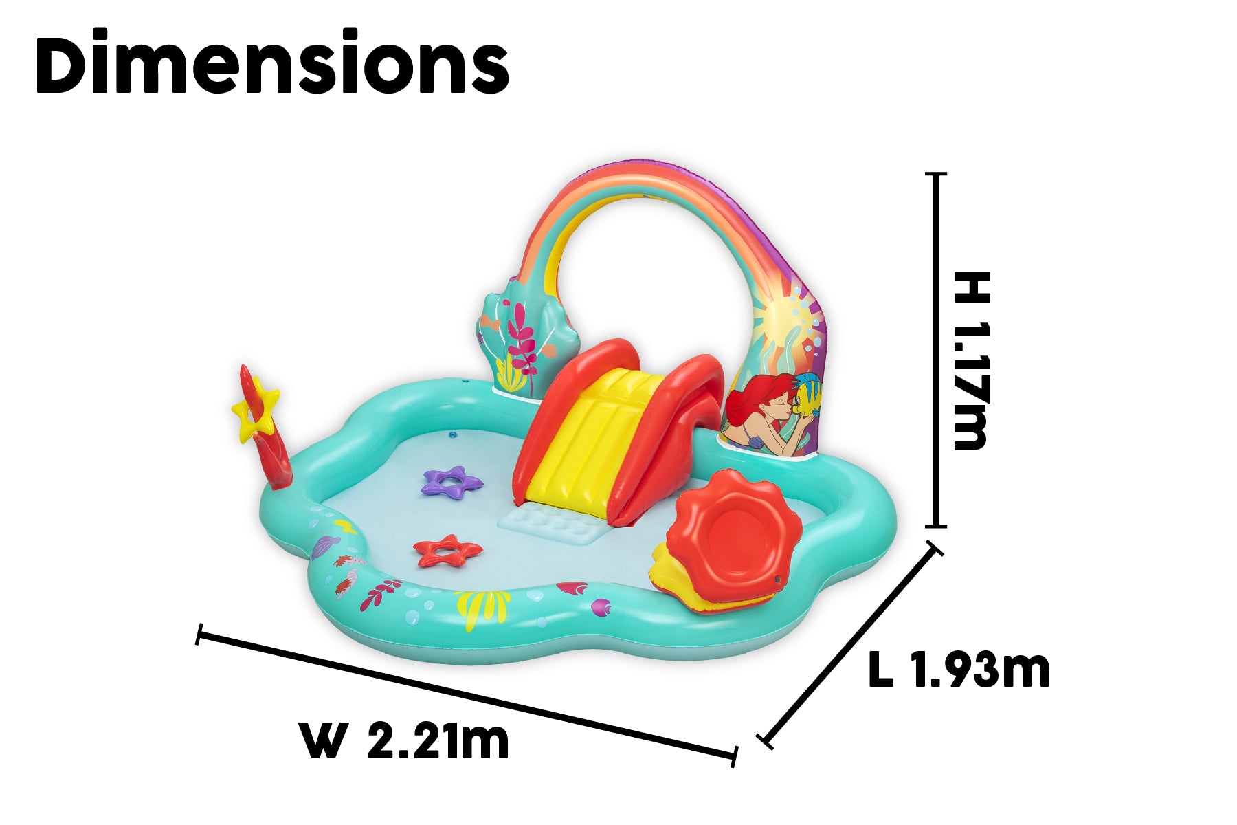 Little Mermaid Kids Inflatable Paddling Pool with Play Centre