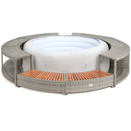 Round Rattan Hot Tub Surround 200cm Grey