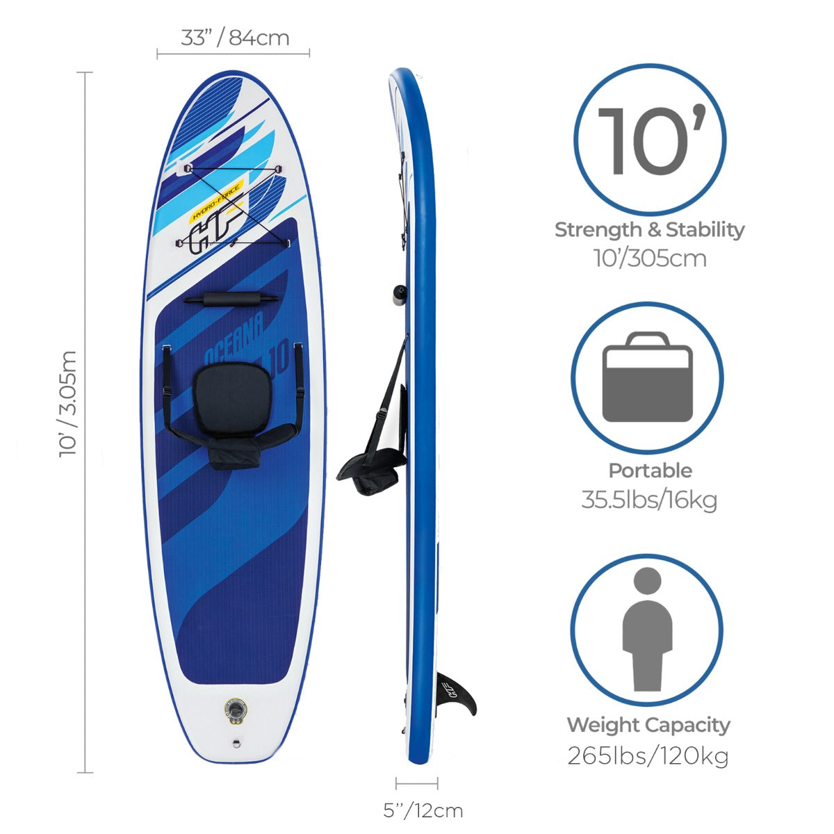Hydro-Force 10ft Inflatable Paddle Board/ Kayak Set Oceana - Outlet