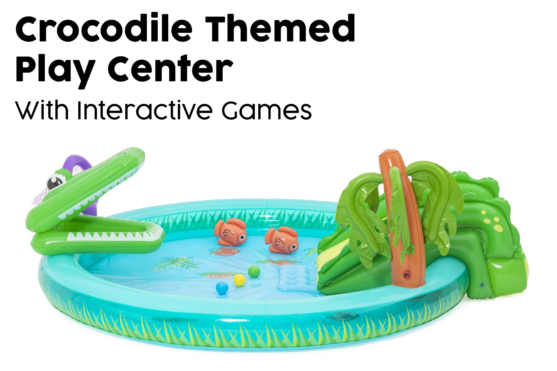 Crocodile Cove Inflatable Paddling Pool with Play Centre