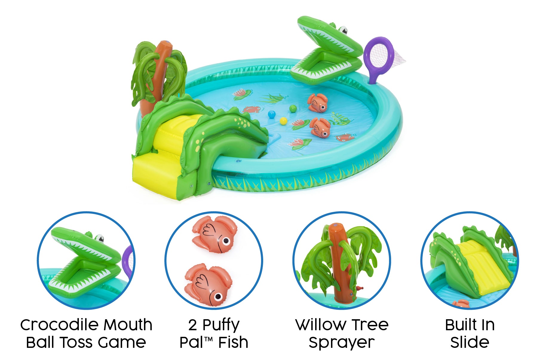 Crocodile Cove Inflatable Paddling Pool with Play Centre