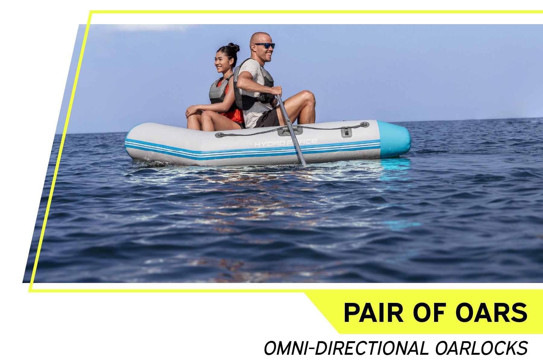 inflatable boat with oars