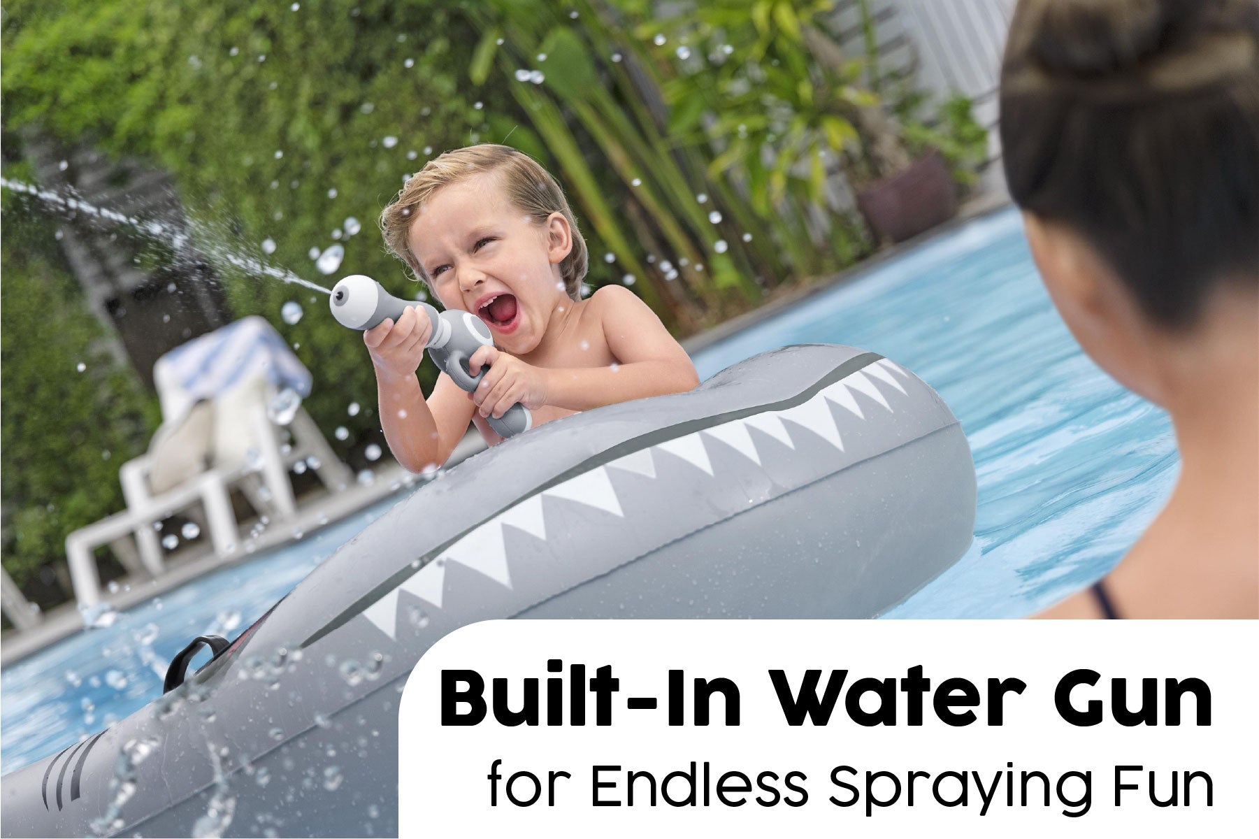 Bestway Sharkventure Inflatable Kickboard with Built In Water Gun