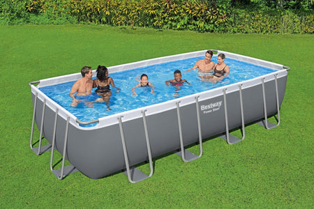 18ft x 9ft x 48in Dark Grey Rectangle Power Steel Above Ground Pool Set