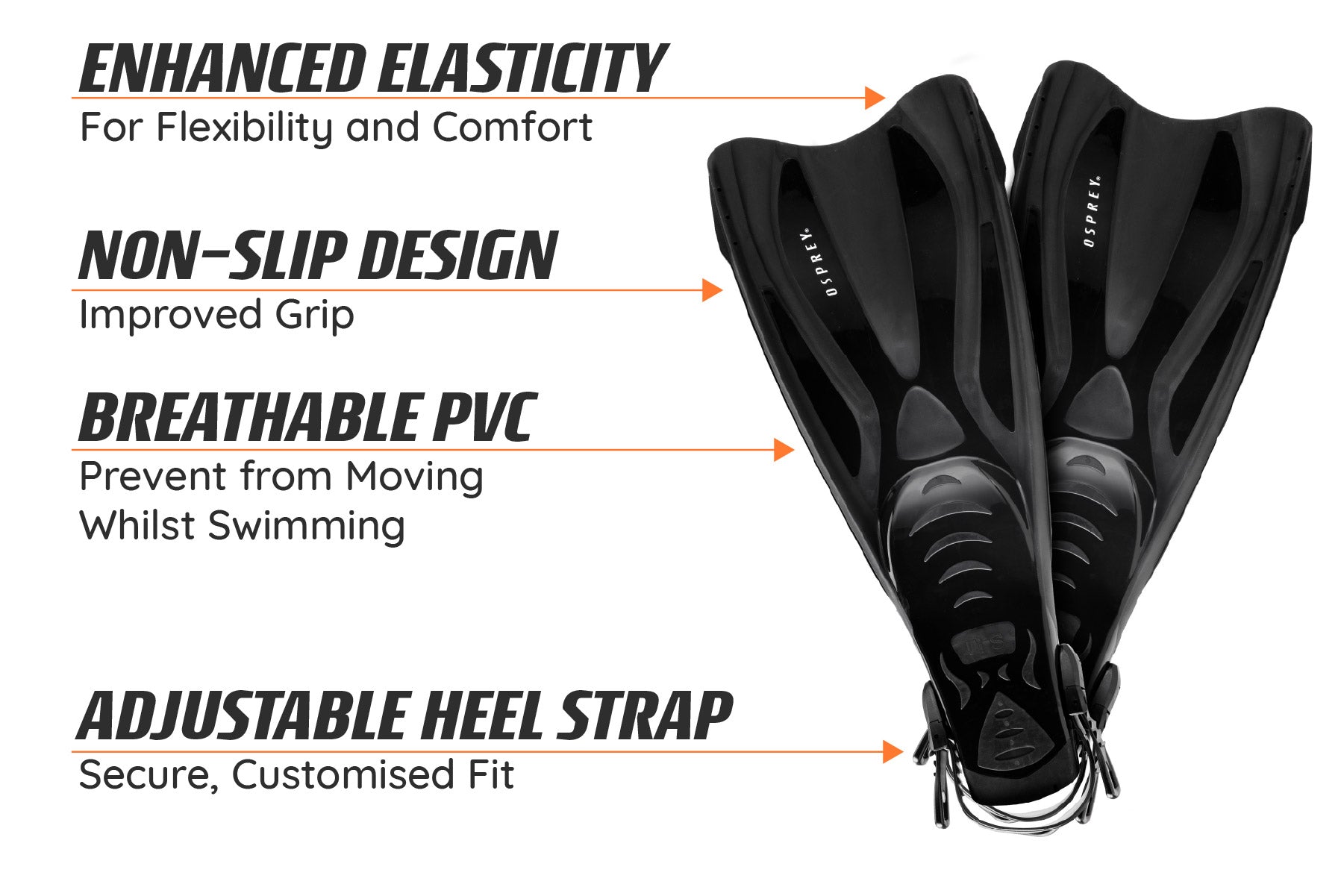 open heel snorkelling fins