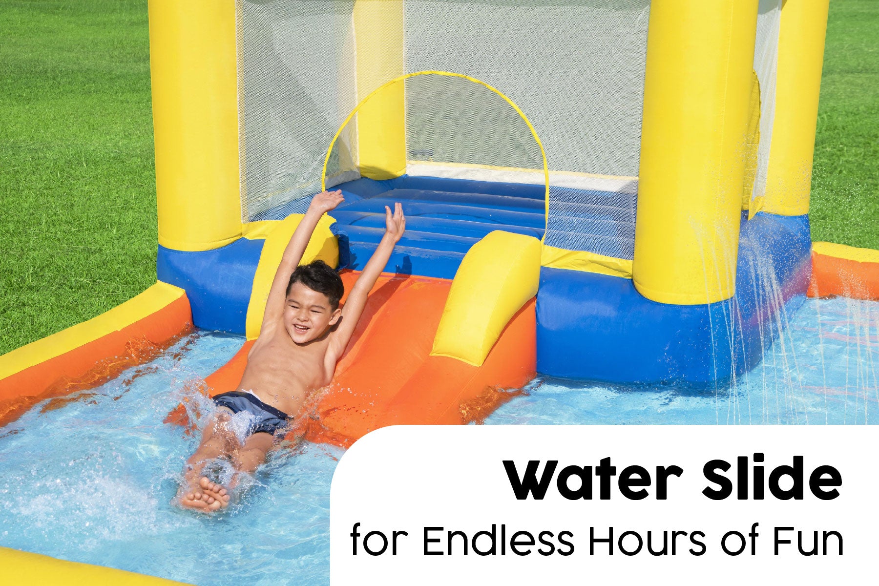 outdoor water slide beach bounce