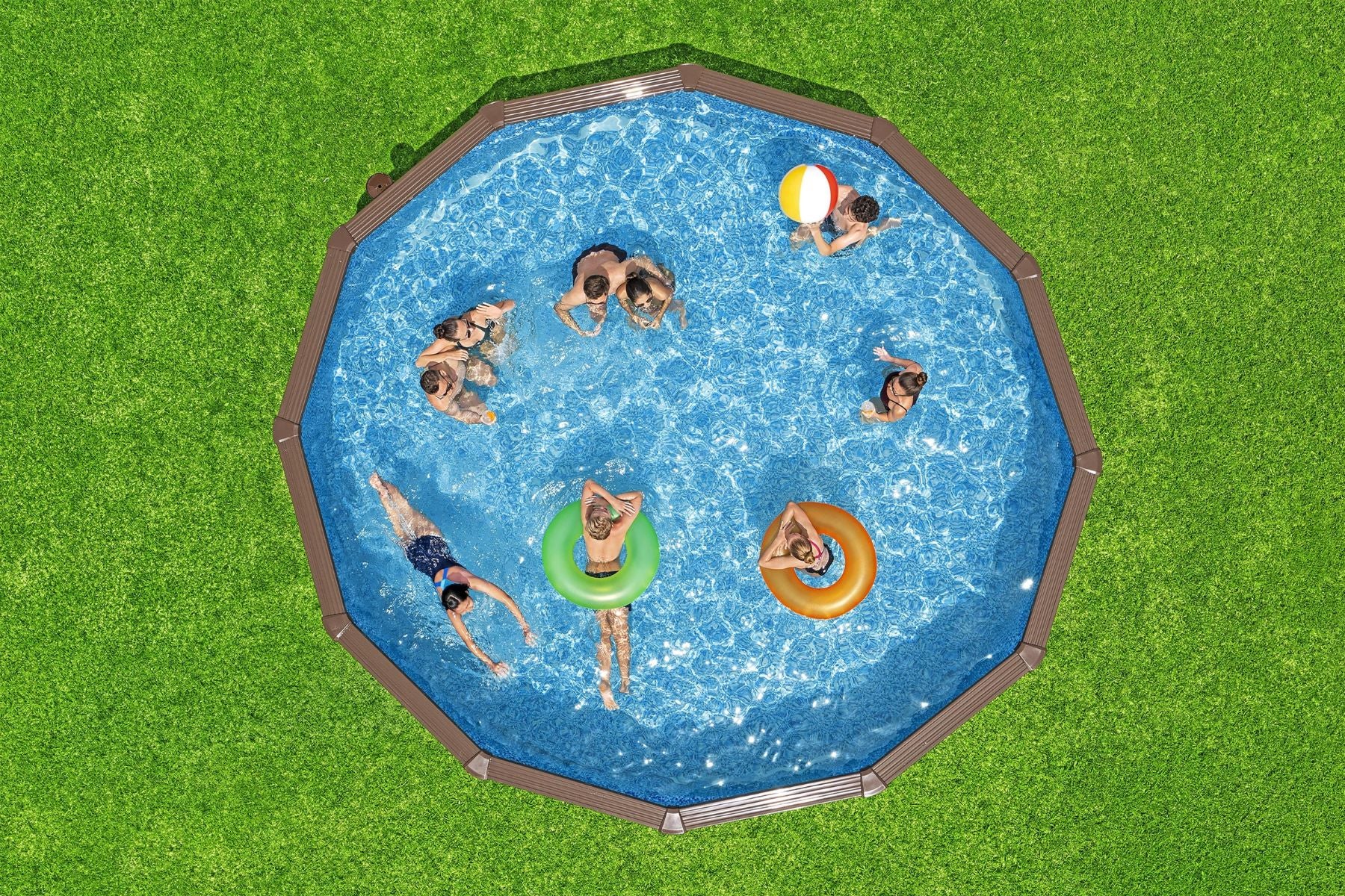 18ft x 52in Wood Print Round Hydrium Steel Above Ground Pool Set