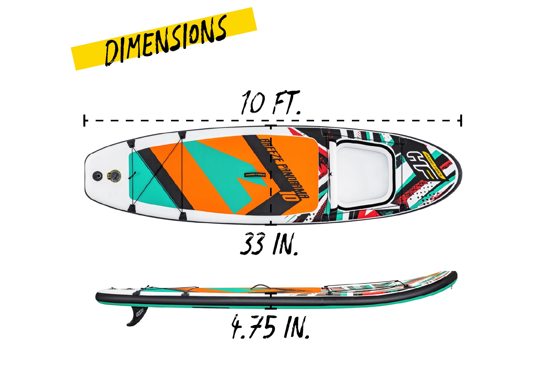 Hydro-Force 10ft Inflatable Paddle Board SUP Set - Breeze Panorama