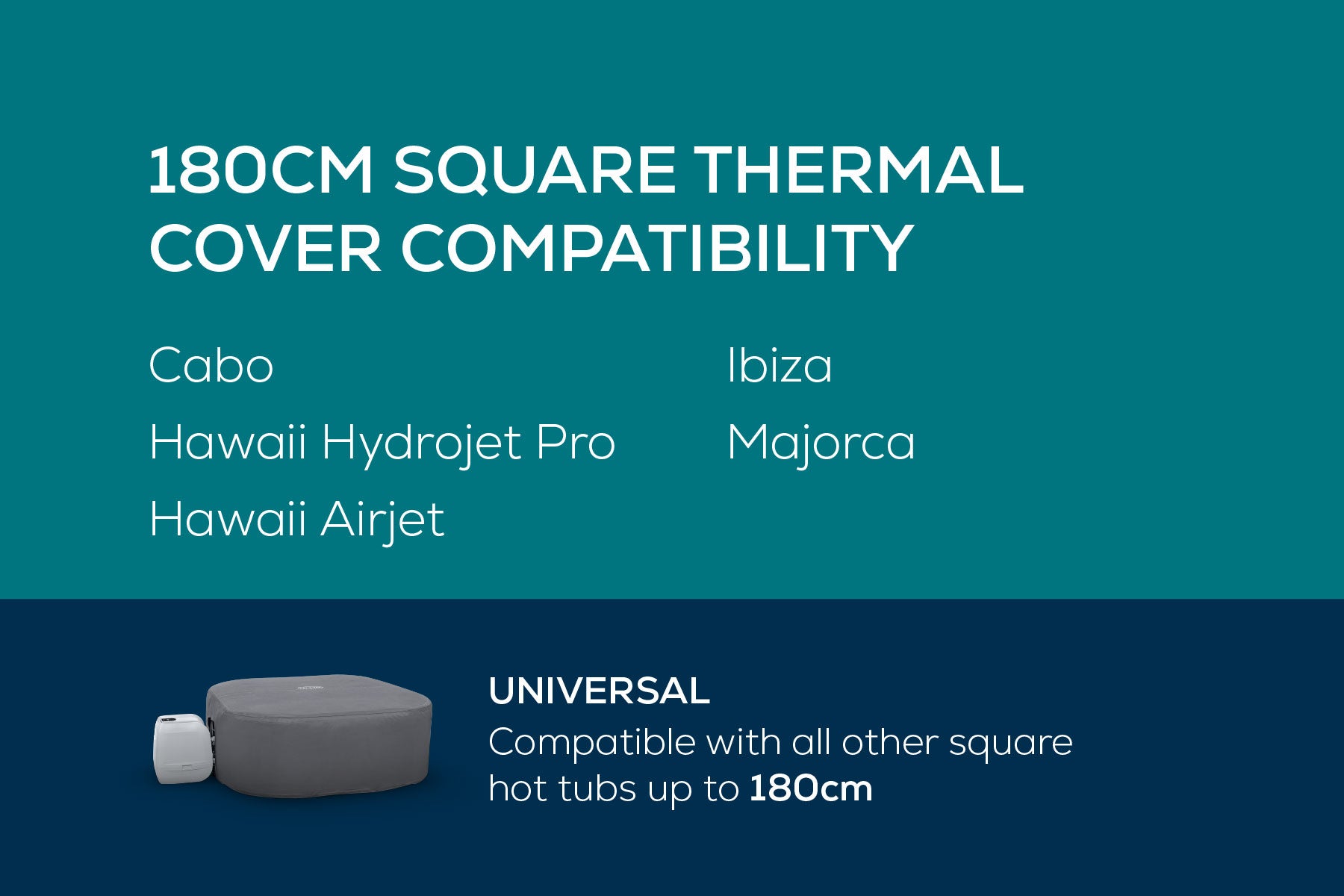 Square Thermal Hot Tub Cover - Small 180cm x 71cm