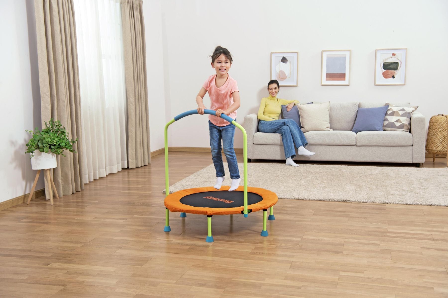 trampoline with handlebars