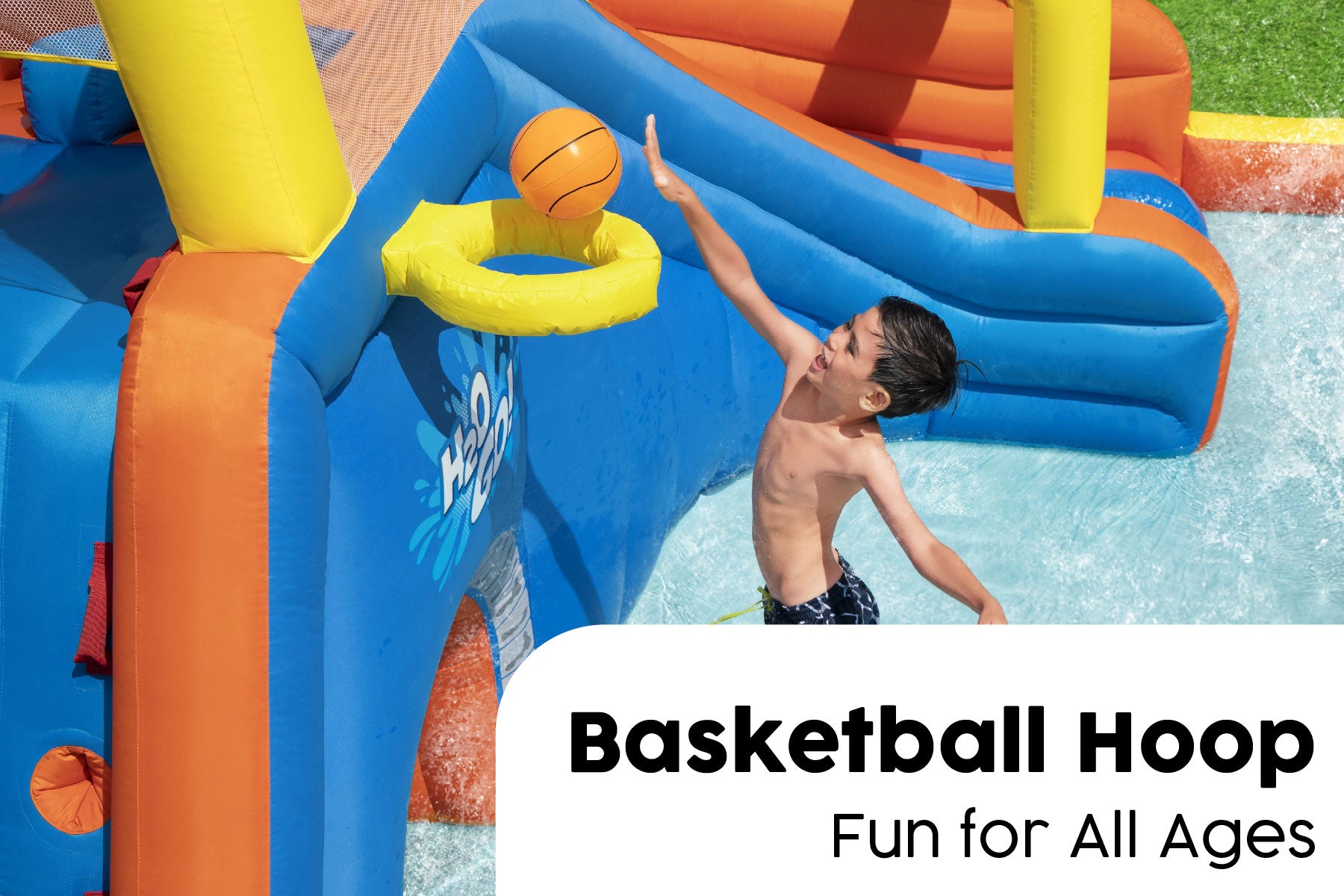 water park with basketball hoop