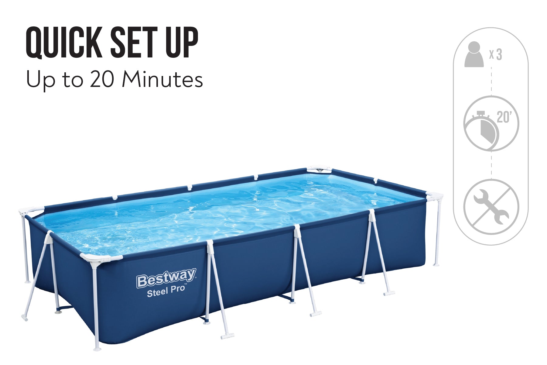 13.1ft x 6.11ft x 32in Navy Blue Rectangle Steel Pro Above Ground Pool Set