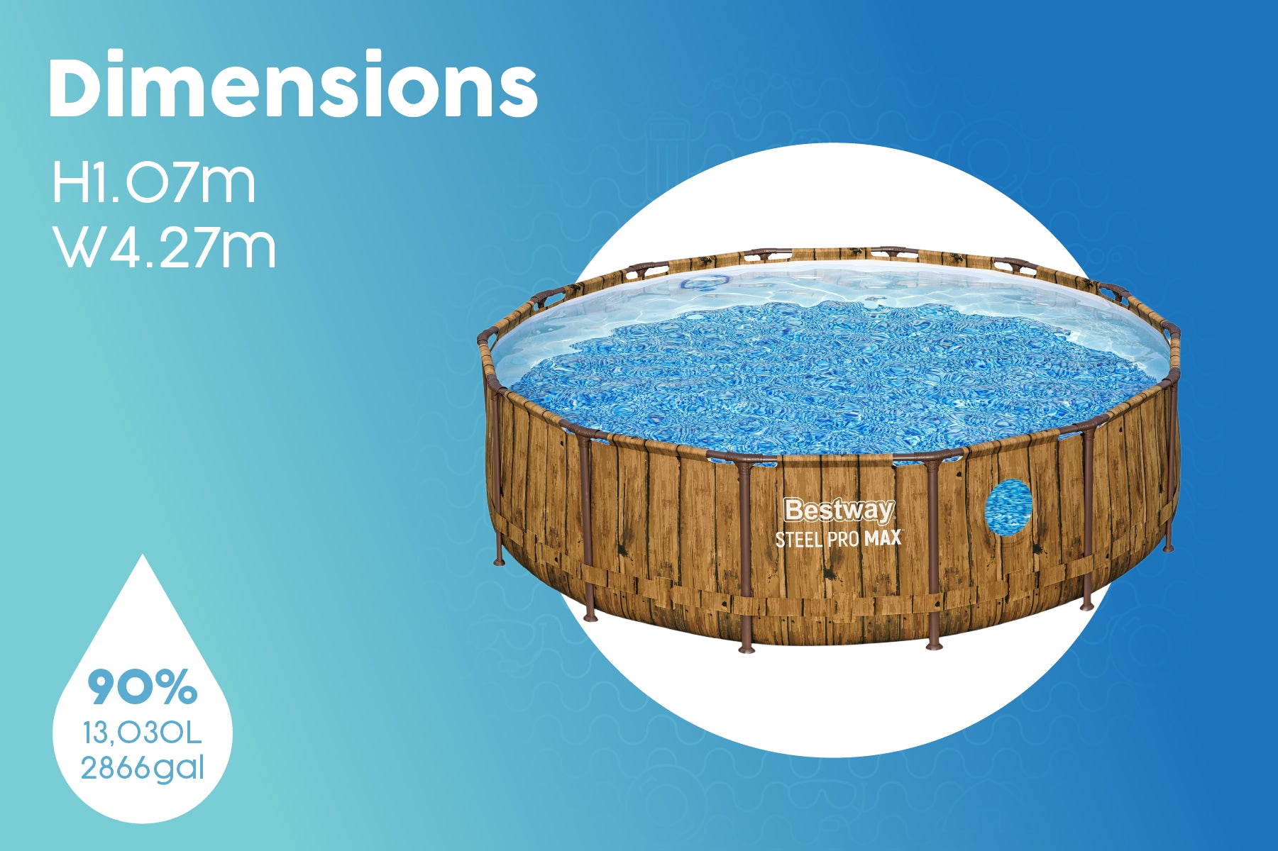 14ft metal framed swimming pool