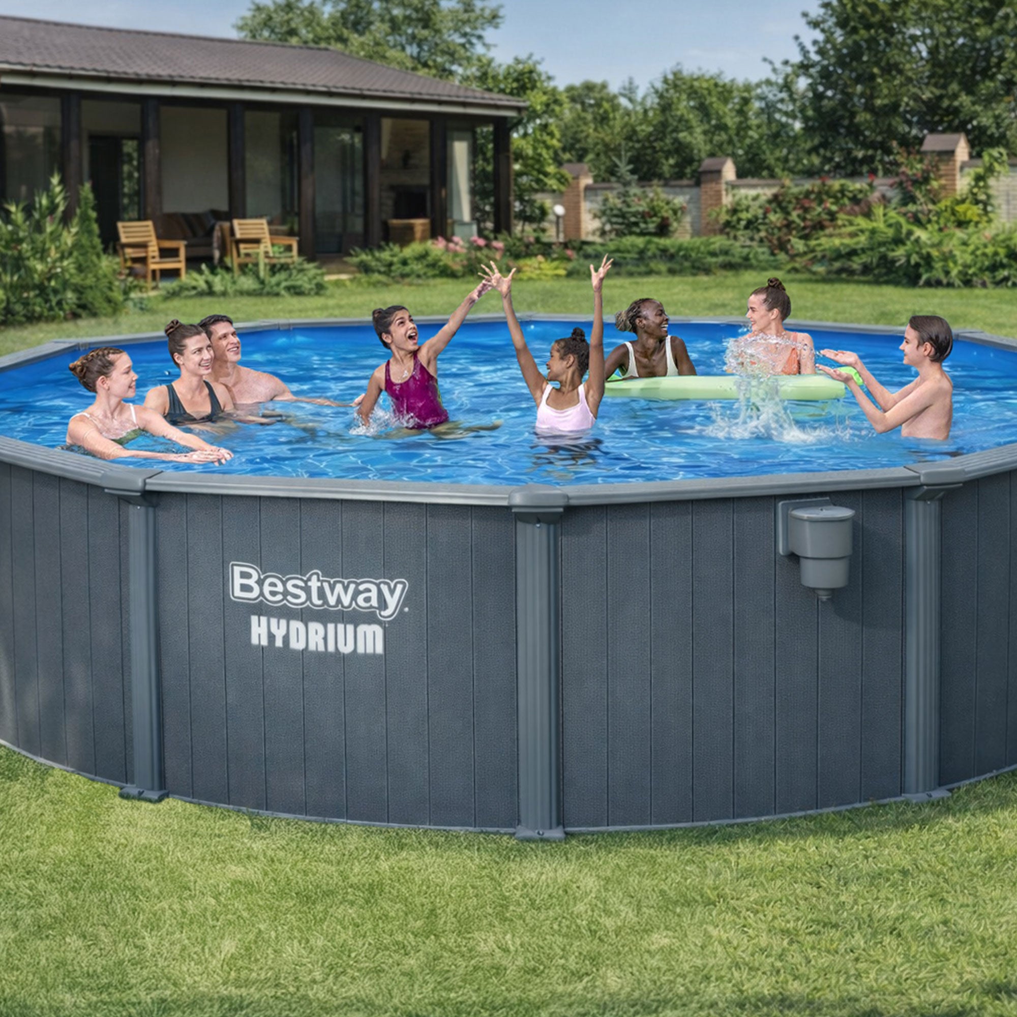 18ft x 52in Round Hydrium Steel Above Ground Pool Set
