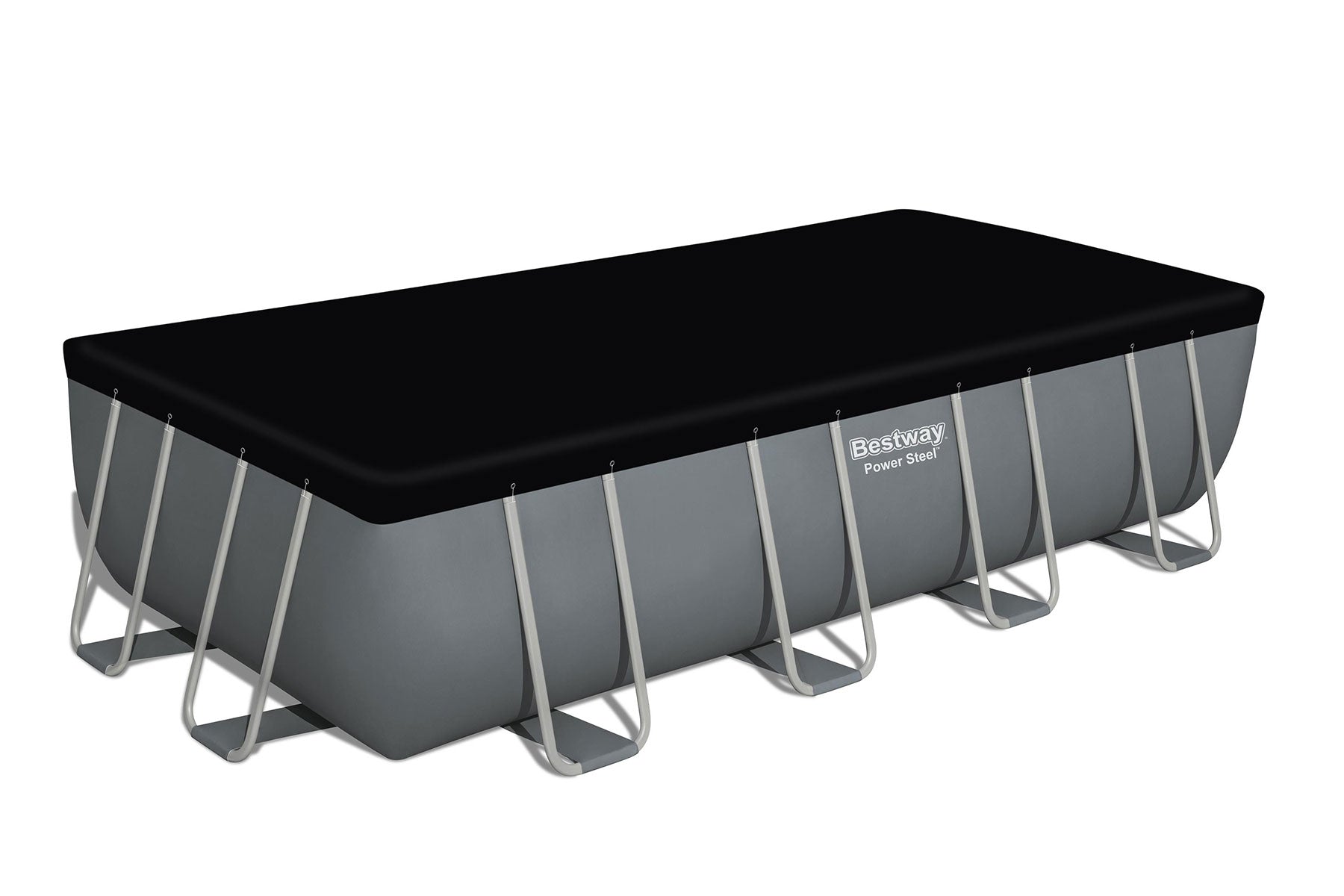 18ft x 9ft x 48in Dark Grey Rectangle Power Steel Above Ground Pool Set