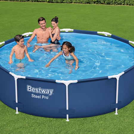 10ft x 30in Navy Round Steel Pro Above Ground Pool Set - Outlet
