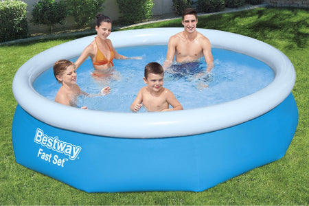 10ft x 30in Blue Round Fast Set Inflatable Above Ground Pool Set