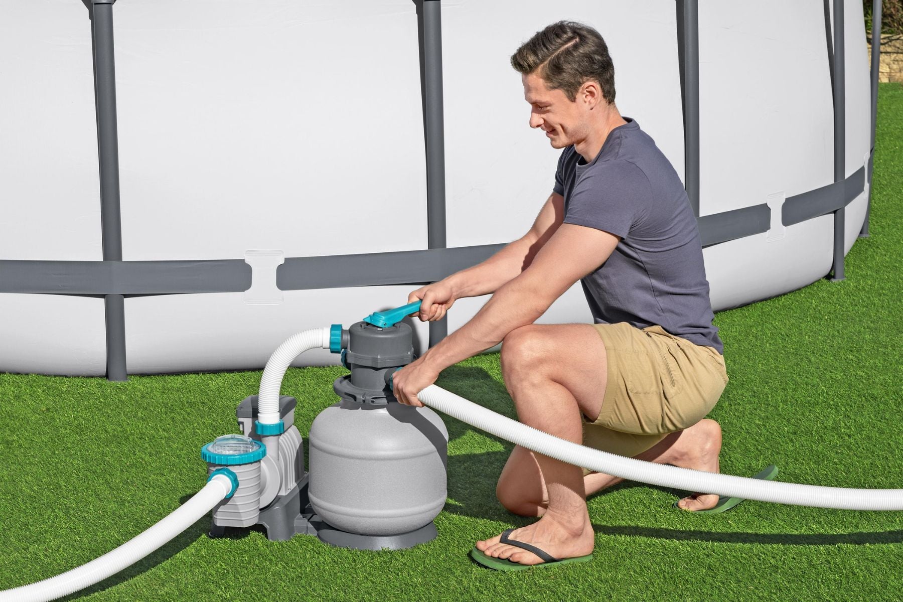 2200gal Pool Sand Filter for All Above Ground Pools - Grey