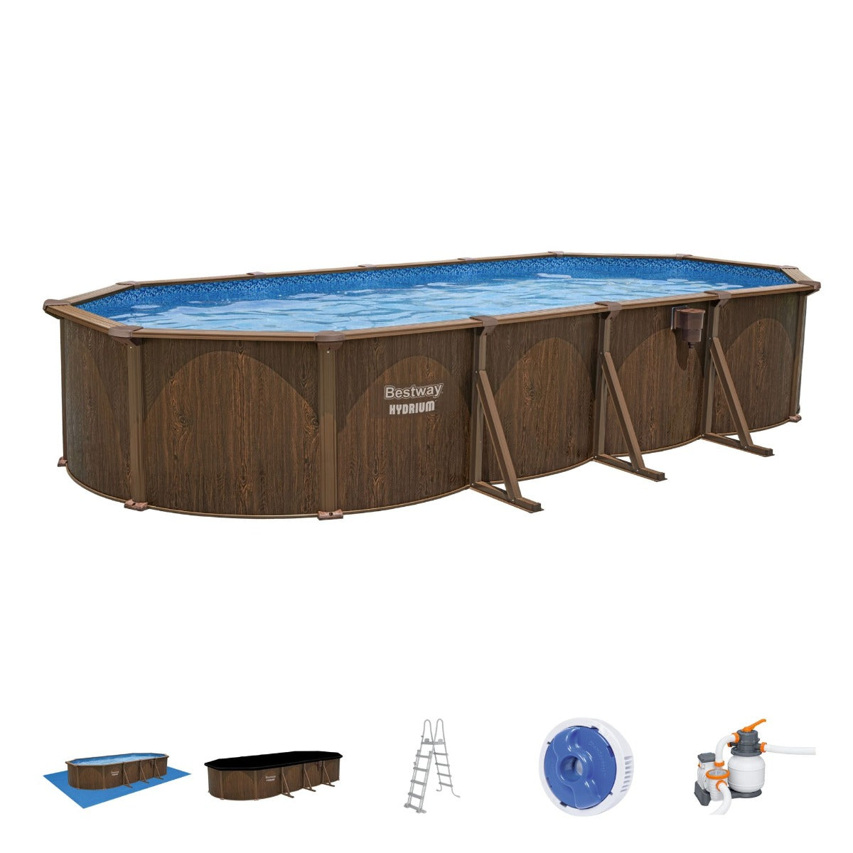Supertrain Pool Set 24ft Hydrium Steel Wall Pool Set | Above Ground Pool Store UK | Bestway UK