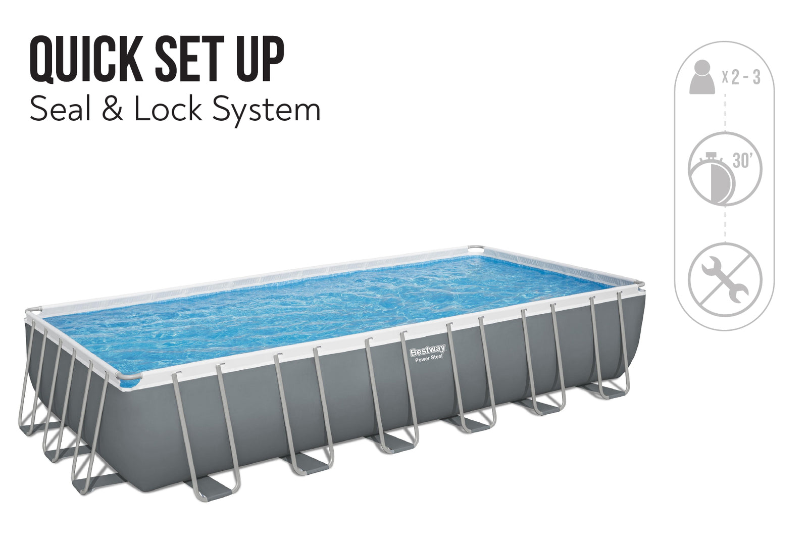 24Ft Power Steel Rectangular Pool Set | Power Steel Pools Store UK ...