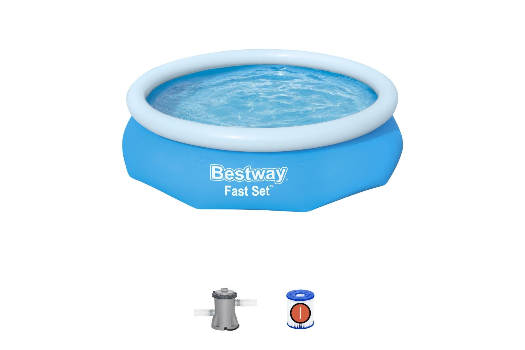10ft x 30in Blue Round Fast Set Inflatable Above Ground Pool Set
